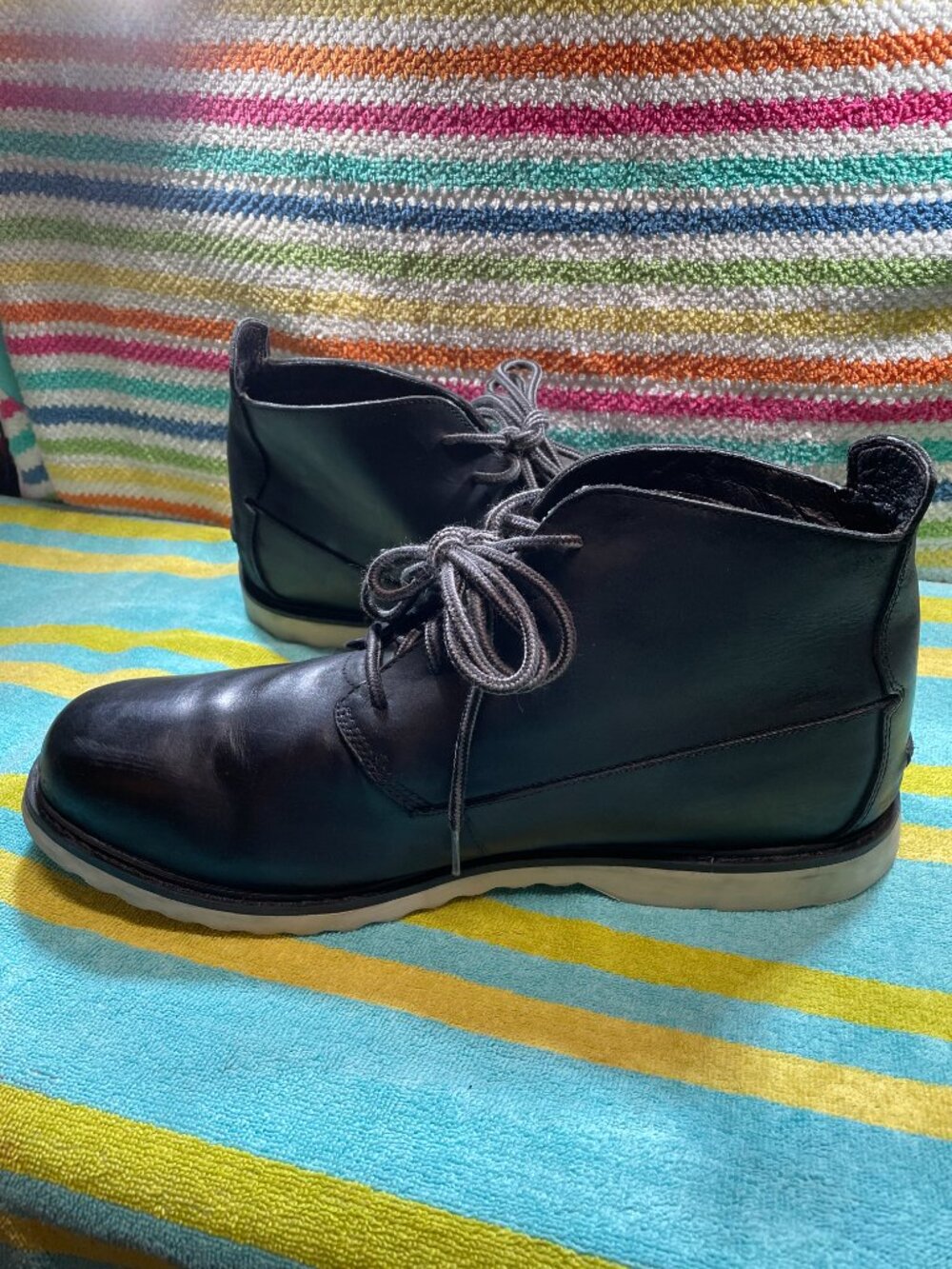 Timberland Chukka Boots Mens Size 15 Wide Black Leather Lace Up Ankle 43575